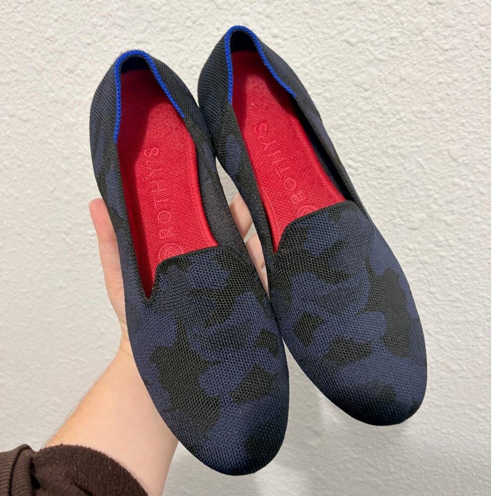 Rothy’s Midnight Camo Loafers Blue Slip on Ballet Shoes
